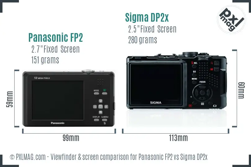 Panasonic FP2 vs Sigma DP2x Screen and Viewfinder comparison
