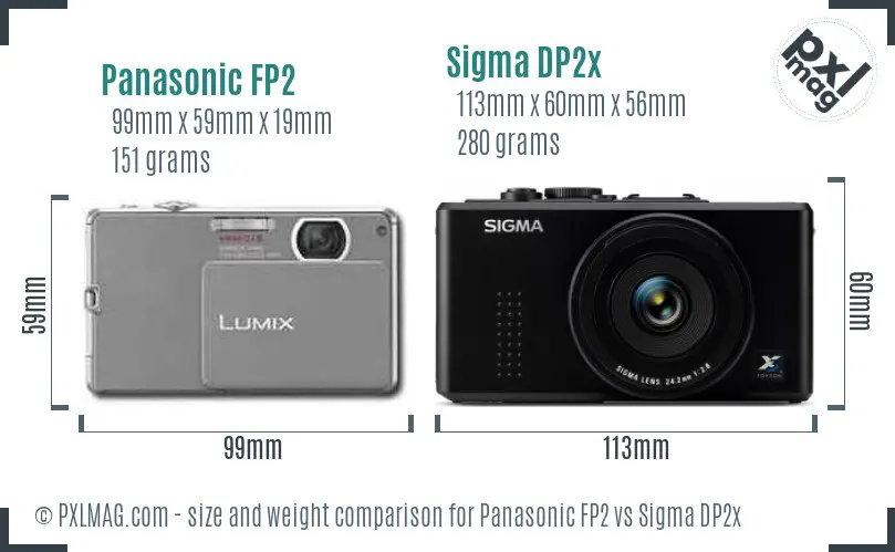 Panasonic FP2 vs Sigma DP2x size comparison