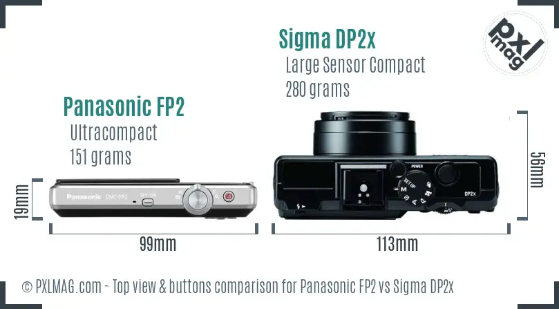 Panasonic FP2 vs Sigma DP2x top view buttons comparison