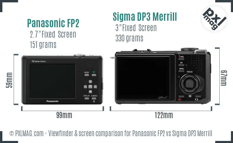 Panasonic FP2 vs Sigma DP3 Merrill Screen and Viewfinder comparison