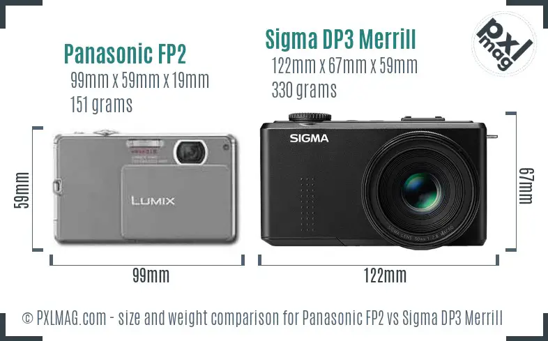 Panasonic FP2 vs Sigma DP3 Merrill size comparison
