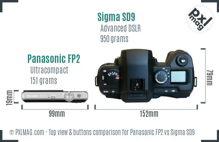 Panasonic FP2 vs Sigma SD9 top view buttons comparison