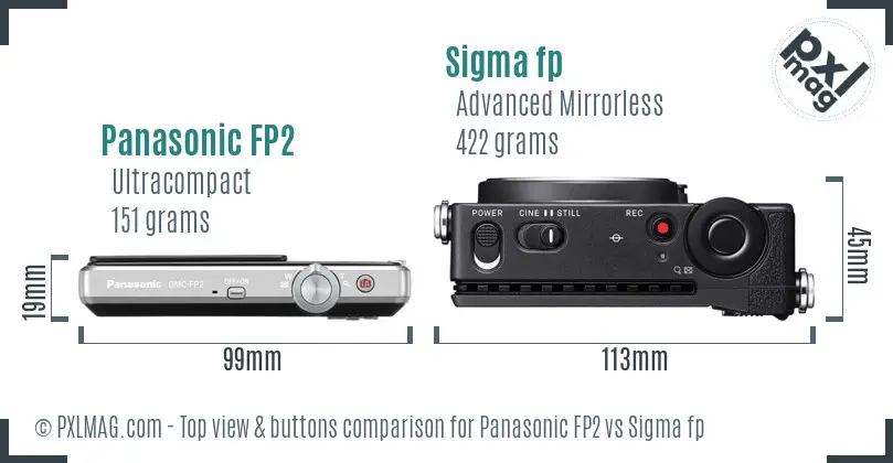 Panasonic FP2 vs Sigma fp top view buttons comparison Panasonic FP2 vs Sigma fp top view buttons comparison