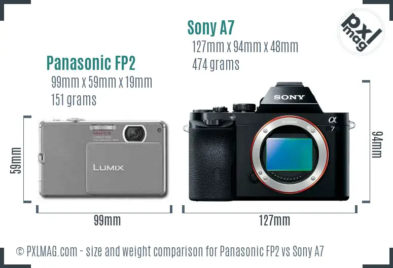 Panasonic FP2 vs Sony A7 size comparison