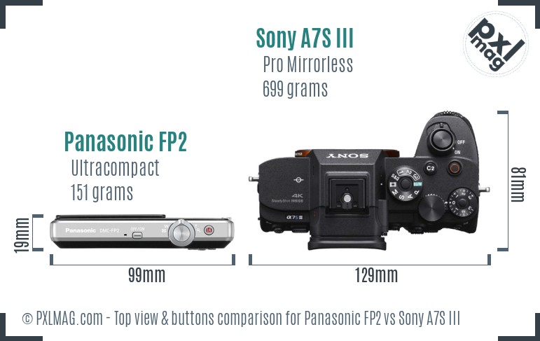Panasonic FP2 vs Sony A7S III top view buttons comparison
