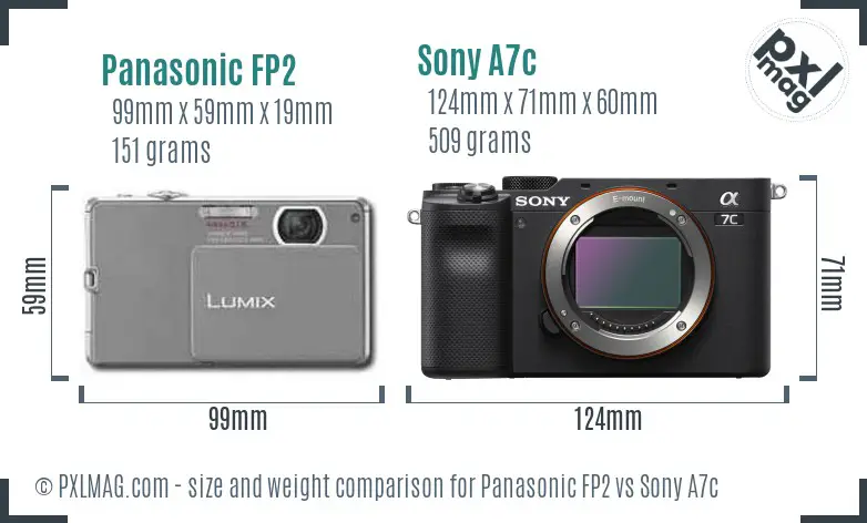 Panasonic FP2 vs Sony A7c size comparison