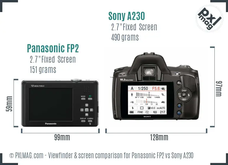 Panasonic FP2 vs Sony A230 Screen and Viewfinder comparison