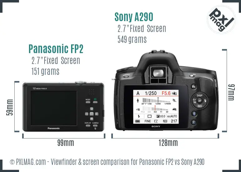 Panasonic FP2 vs Sony A290 Screen and Viewfinder comparison