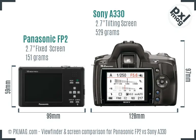 Panasonic FP2 vs Sony A330 Screen and Viewfinder comparison