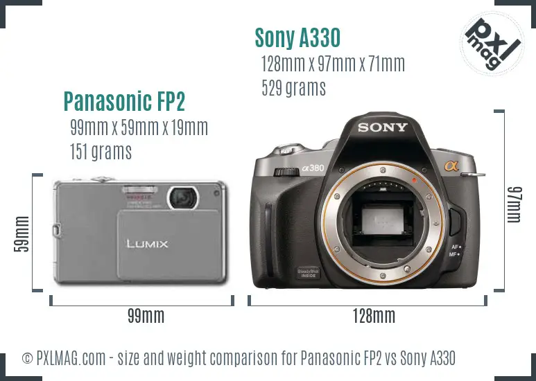 Panasonic FP2 vs Sony A330 size comparison