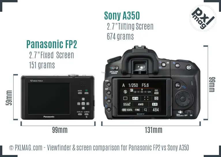 Panasonic FP2 vs Sony A350 Screen and Viewfinder comparison