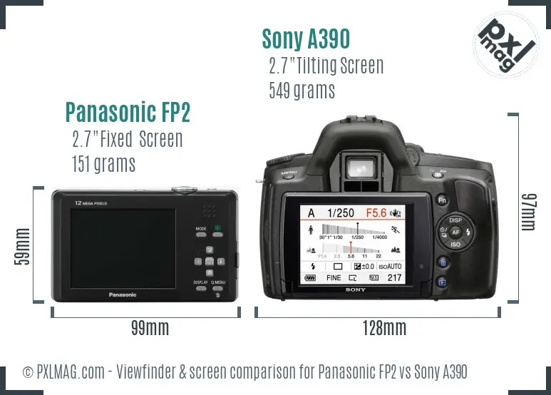 Panasonic FP2 vs Sony A390 Screen and Viewfinder comparison