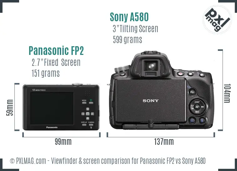 Panasonic FP2 vs Sony A580 Screen and Viewfinder comparison