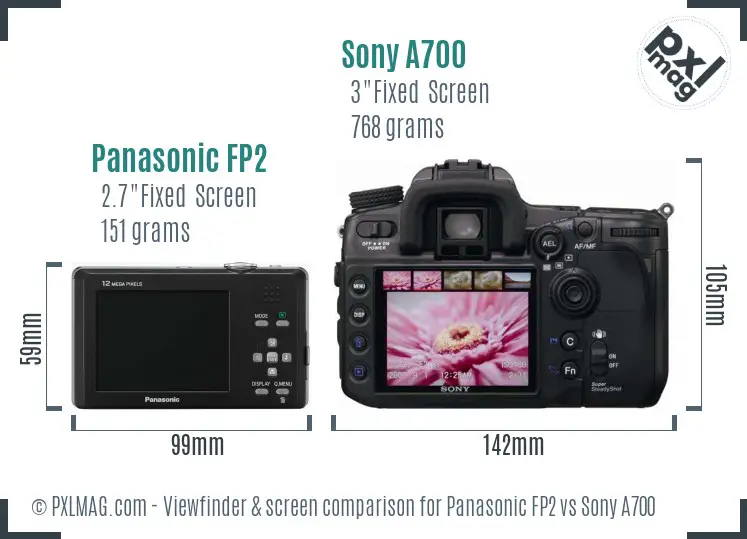 Panasonic FP2 vs Sony A700 Screen and Viewfinder comparison
