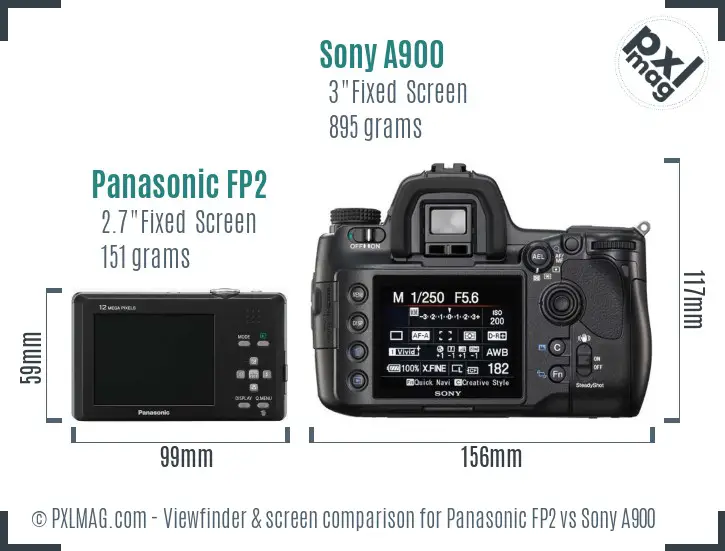 Panasonic FP2 vs Sony A900 Screen and Viewfinder comparison