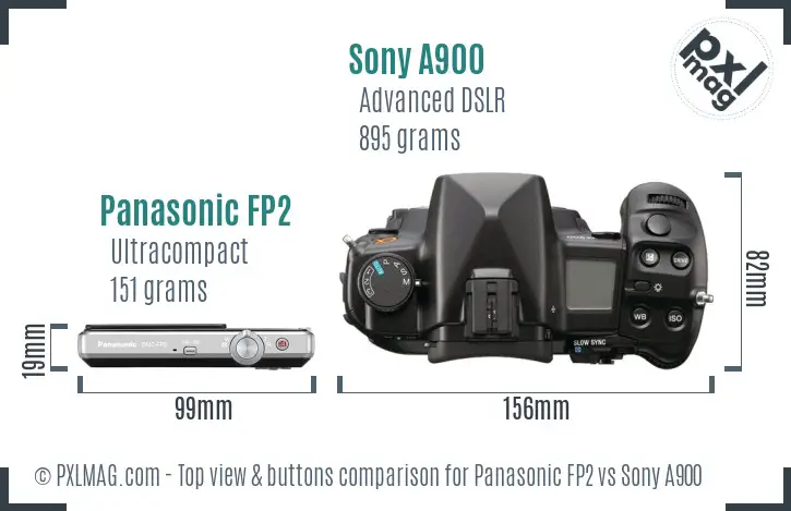 Panasonic FP2 vs Sony A900 top view buttons comparison