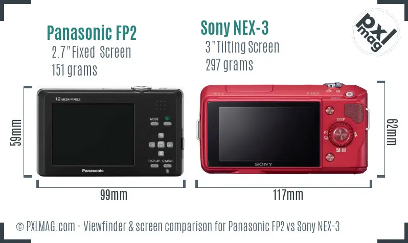 Panasonic FP2 vs Sony NEX-3 Screen and Viewfinder comparison