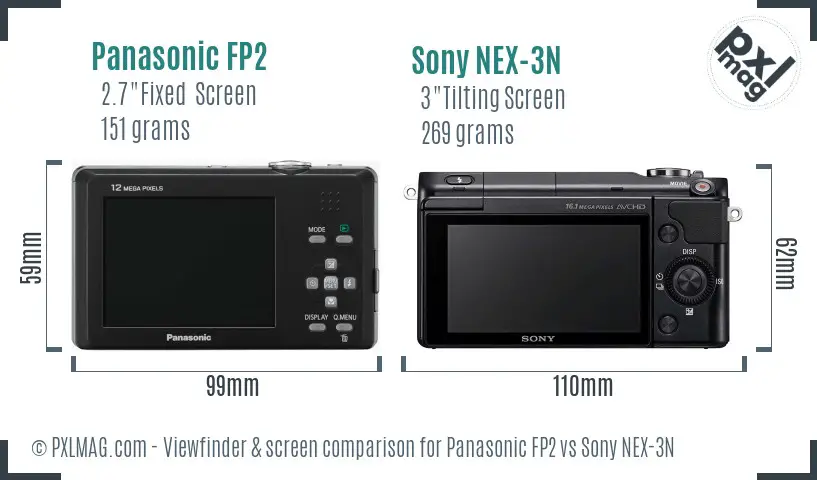 Panasonic FP2 vs Sony NEX-3N Screen and Viewfinder comparison