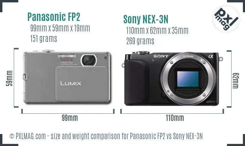 Panasonic FP2 vs Sony NEX-3N size comparison