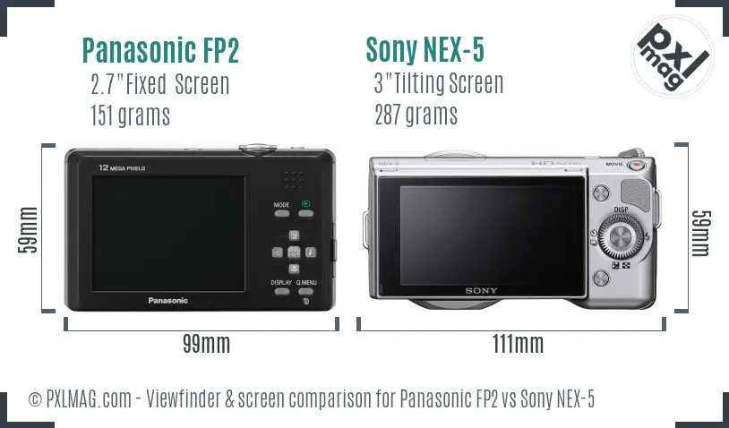 Panasonic FP2 vs Sony NEX-5 Screen and Viewfinder comparison