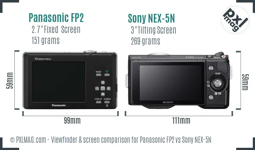 Panasonic FP2 vs Sony NEX-5N Screen and Viewfinder comparison