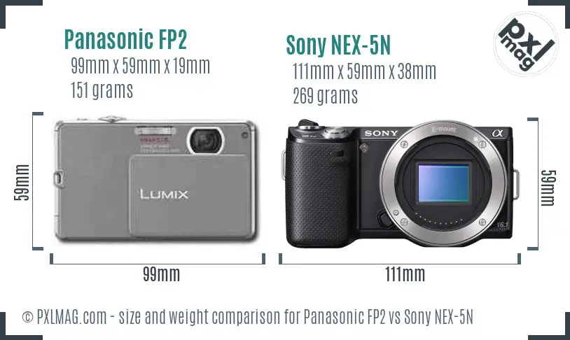 Panasonic FP2 vs Sony NEX-5N size comparison