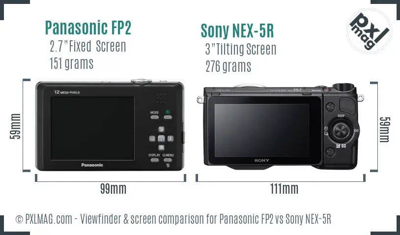 Panasonic FP2 vs Sony NEX-5R Screen and Viewfinder comparison