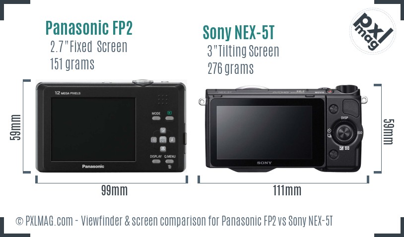 Panasonic FP2 vs Sony NEX-5T Screen and Viewfinder comparison