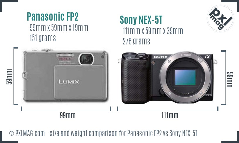 Panasonic FP2 vs Sony NEX-5T size comparison