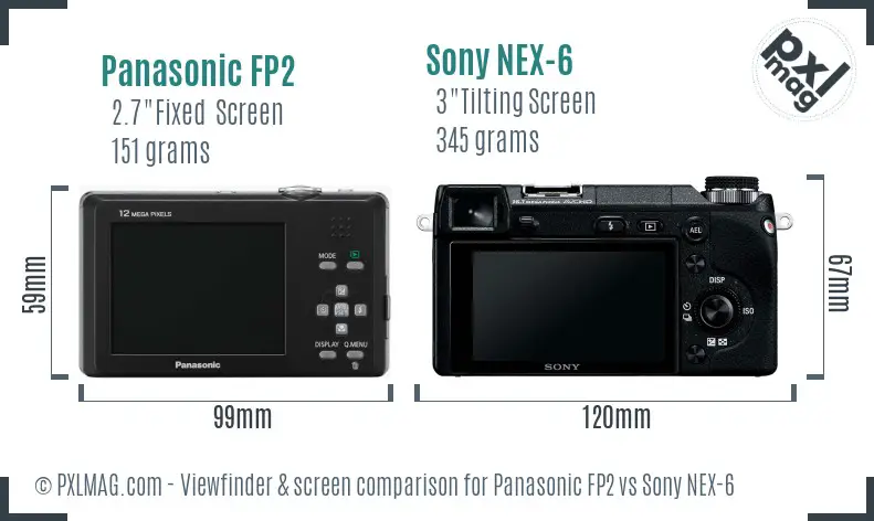 Panasonic FP2 vs Sony NEX-6 Screen and Viewfinder comparison
