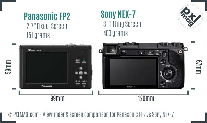 Panasonic FP2 vs Sony NEX-7 Screen and Viewfinder comparison