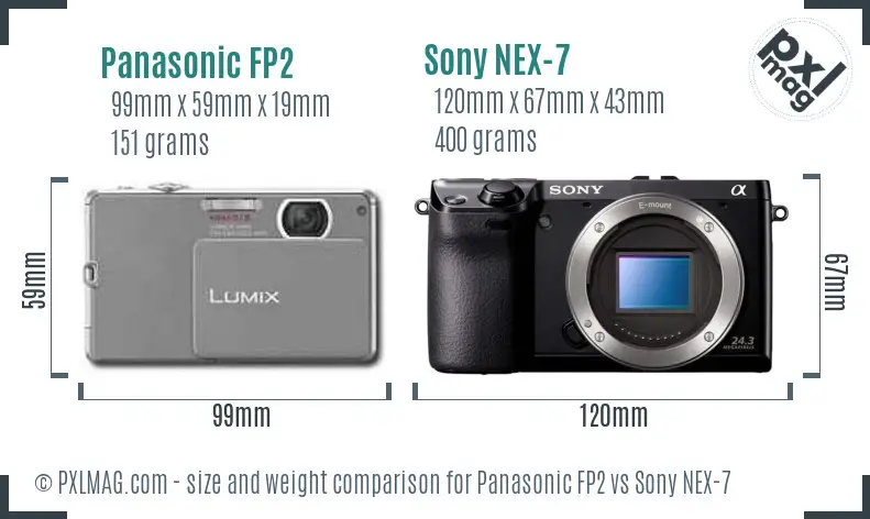 Panasonic FP2 vs Sony NEX-7 size comparison