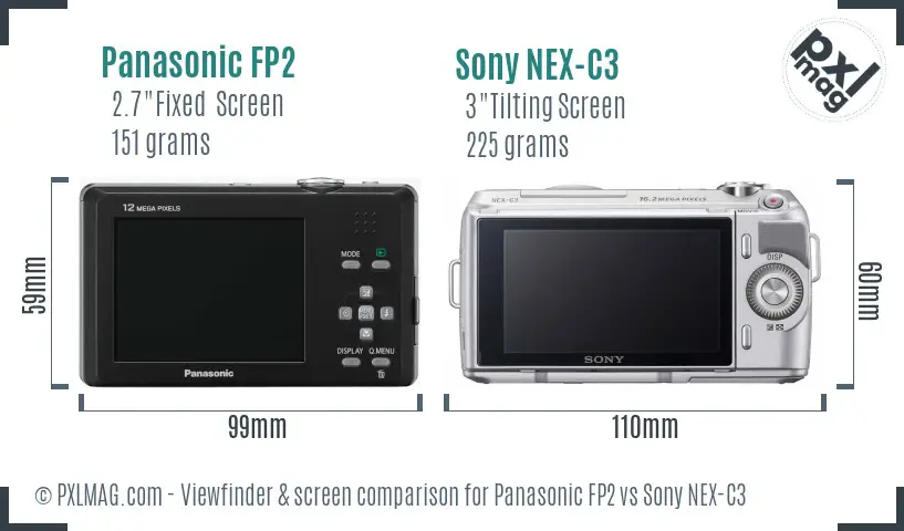 Panasonic FP2 vs Sony NEX-C3 Screen and Viewfinder comparison