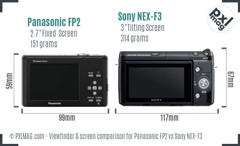 Panasonic FP2 vs Sony NEX-F3 Screen and Viewfinder comparison