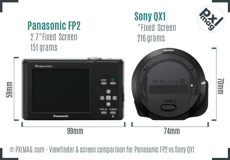 Panasonic FP2 vs Sony QX1 Screen and Viewfinder comparison