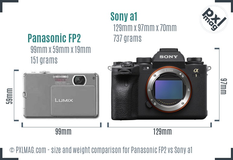 Panasonic FP2 vs Sony a1 size comparison