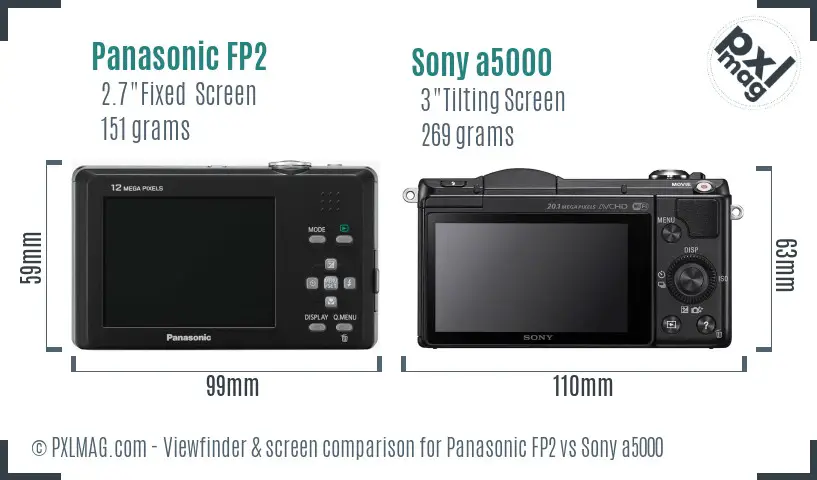 Panasonic FP2 vs Sony a5000 Screen and Viewfinder comparison Panasonic FP2 vs Sony a5000 Screen and Viewfinder comparison