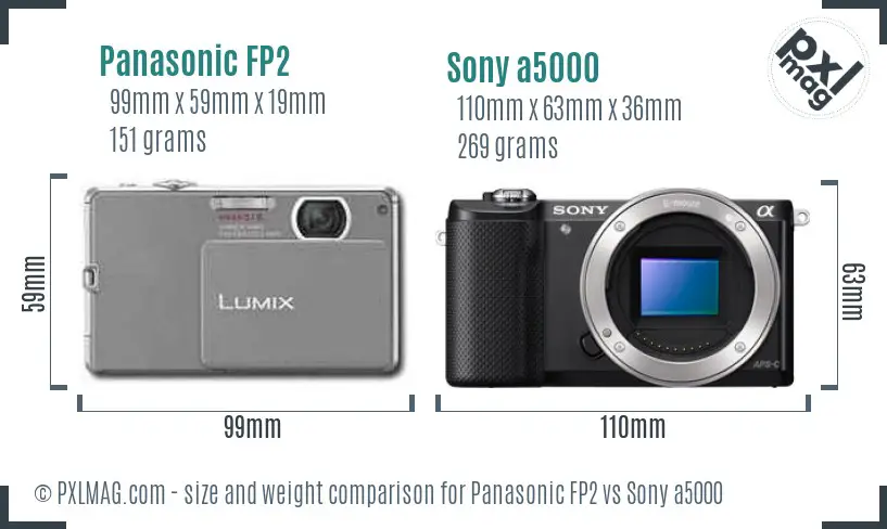 Panasonic FP2 vs Sony a5000 size comparison Panasonic FP2 vs Sony a5000 size comparison
