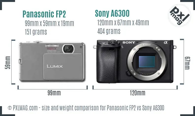 Panasonic FP2 vs Sony A6300 size comparison