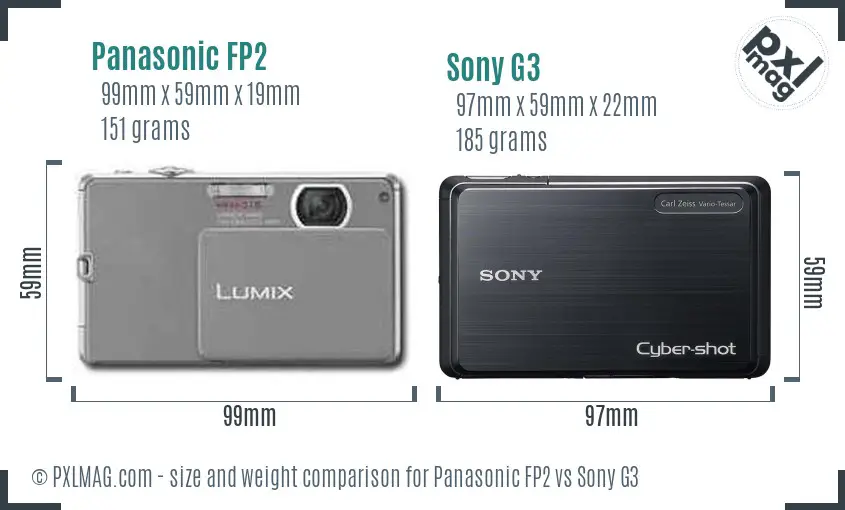 Panasonic FP2 vs Sony G3 size comparison