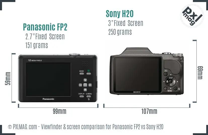 Panasonic FP2 vs Sony H20 Screen and Viewfinder comparison