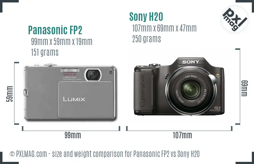 Panasonic FP2 vs Sony H20 size comparison