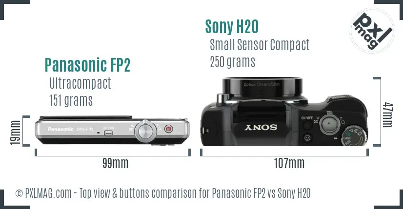 Panasonic FP2 vs Sony H20 top view buttons comparison