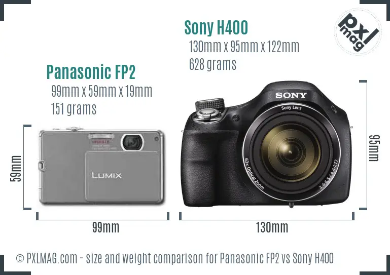 Panasonic FP2 vs Sony H400 size comparison
