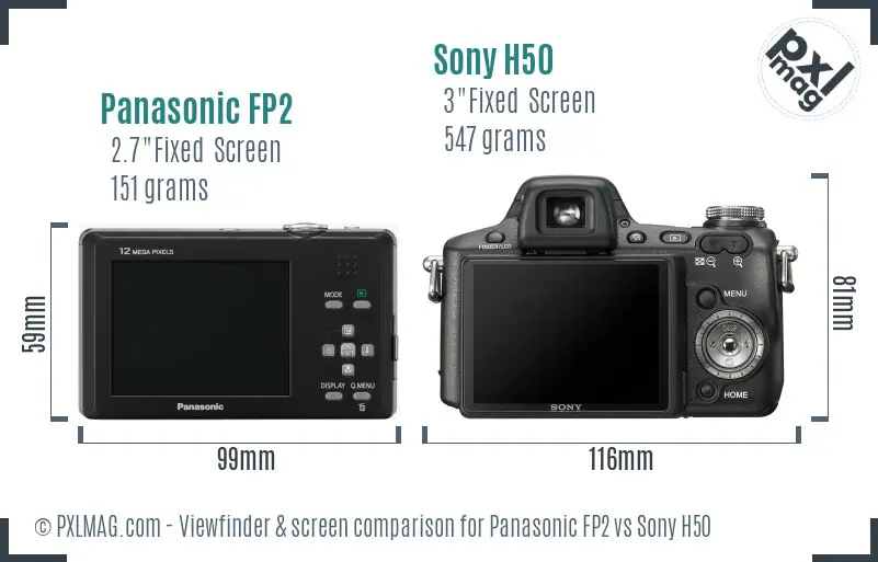 Panasonic FP2 vs Sony H50 Screen and Viewfinder comparison