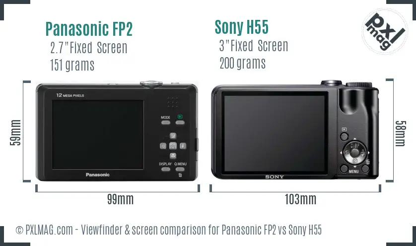 Panasonic FP2 vs Sony H55 Screen and Viewfinder comparison