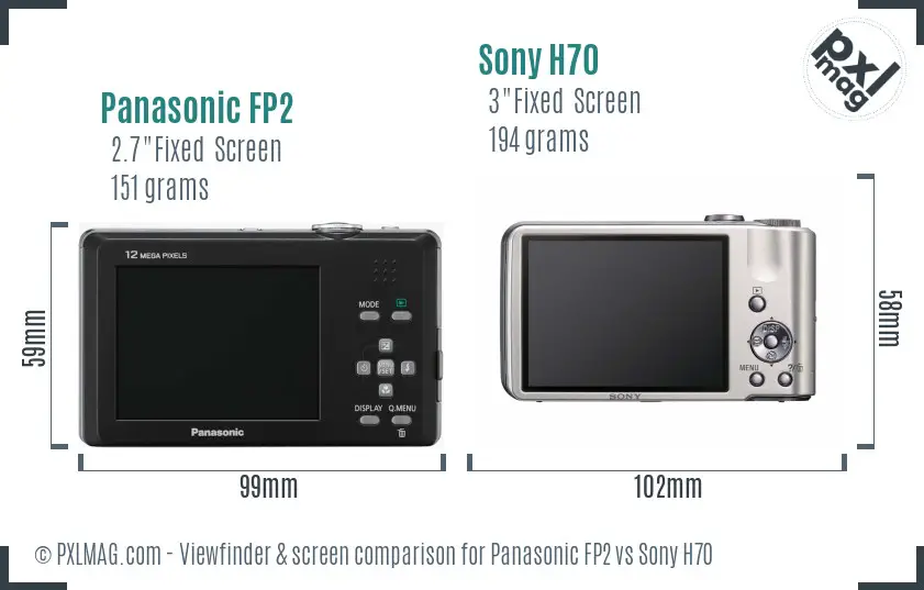 Panasonic FP2 vs Sony H70 Screen and Viewfinder comparison
