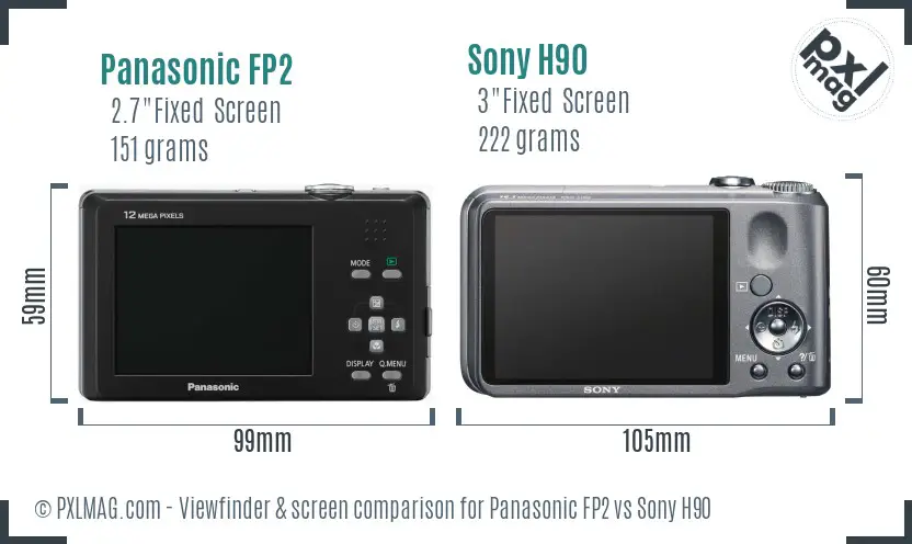 Panasonic FP2 vs Sony H90 Screen and Viewfinder comparison