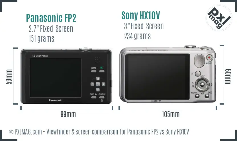 Panasonic FP2 vs Sony HX10V Screen and Viewfinder comparison