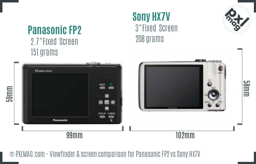 Panasonic FP2 vs Sony HX7V Screen and Viewfinder comparison